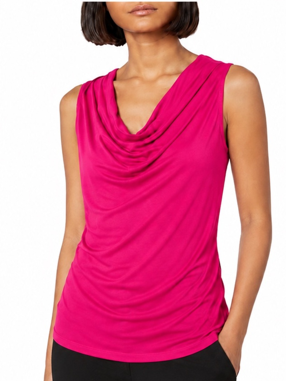 Three dots (threedots) hot pink cowl neck sleeveless top. size XS in EUC